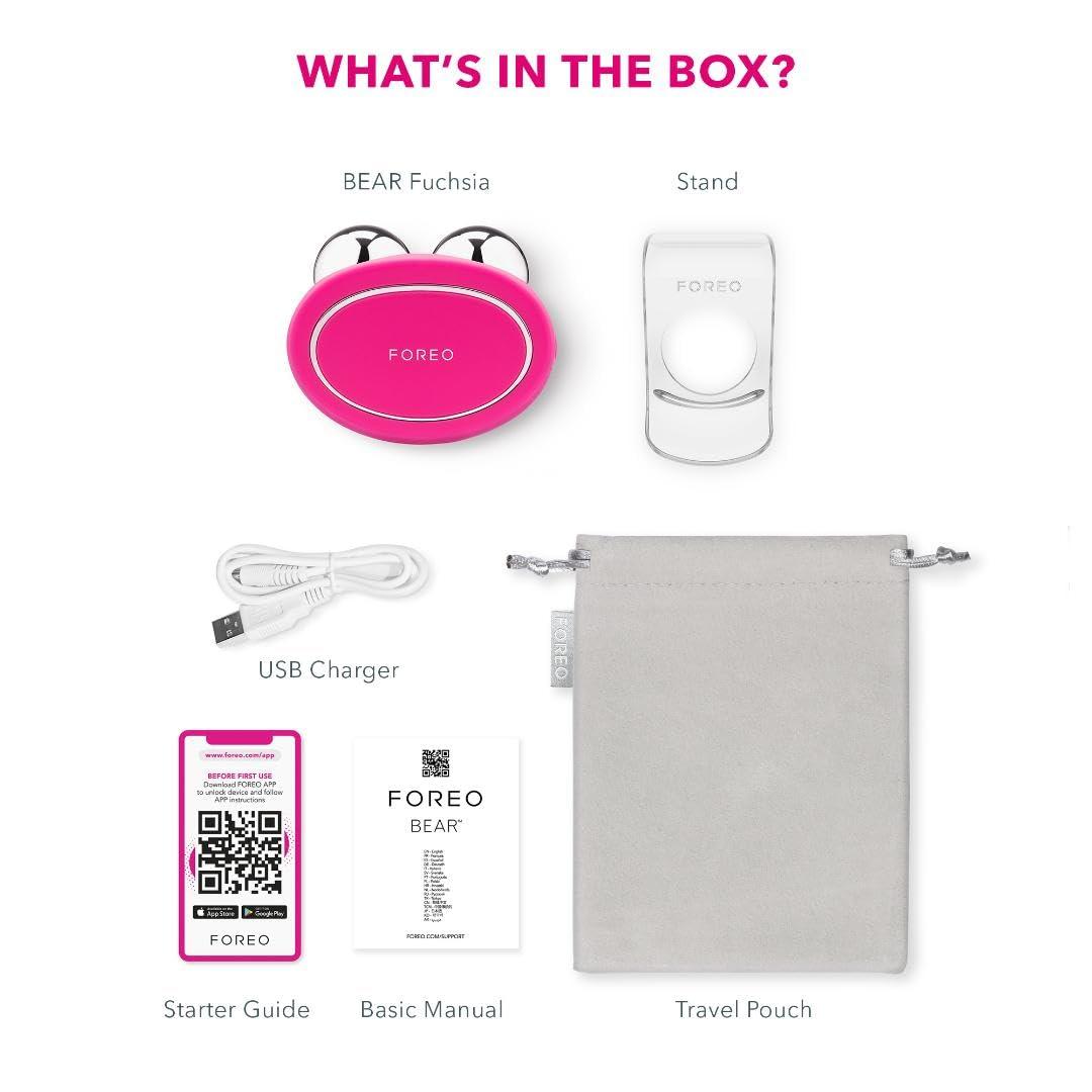 imageFOREO AgeDefying Bear Bundle Bear Microcurrent Facial Device 2 x Conductive Serum 1 floz Anti Aging Face Massager Skin Care Tools Set for an Instant Face Lift FuchsiaFuchsia