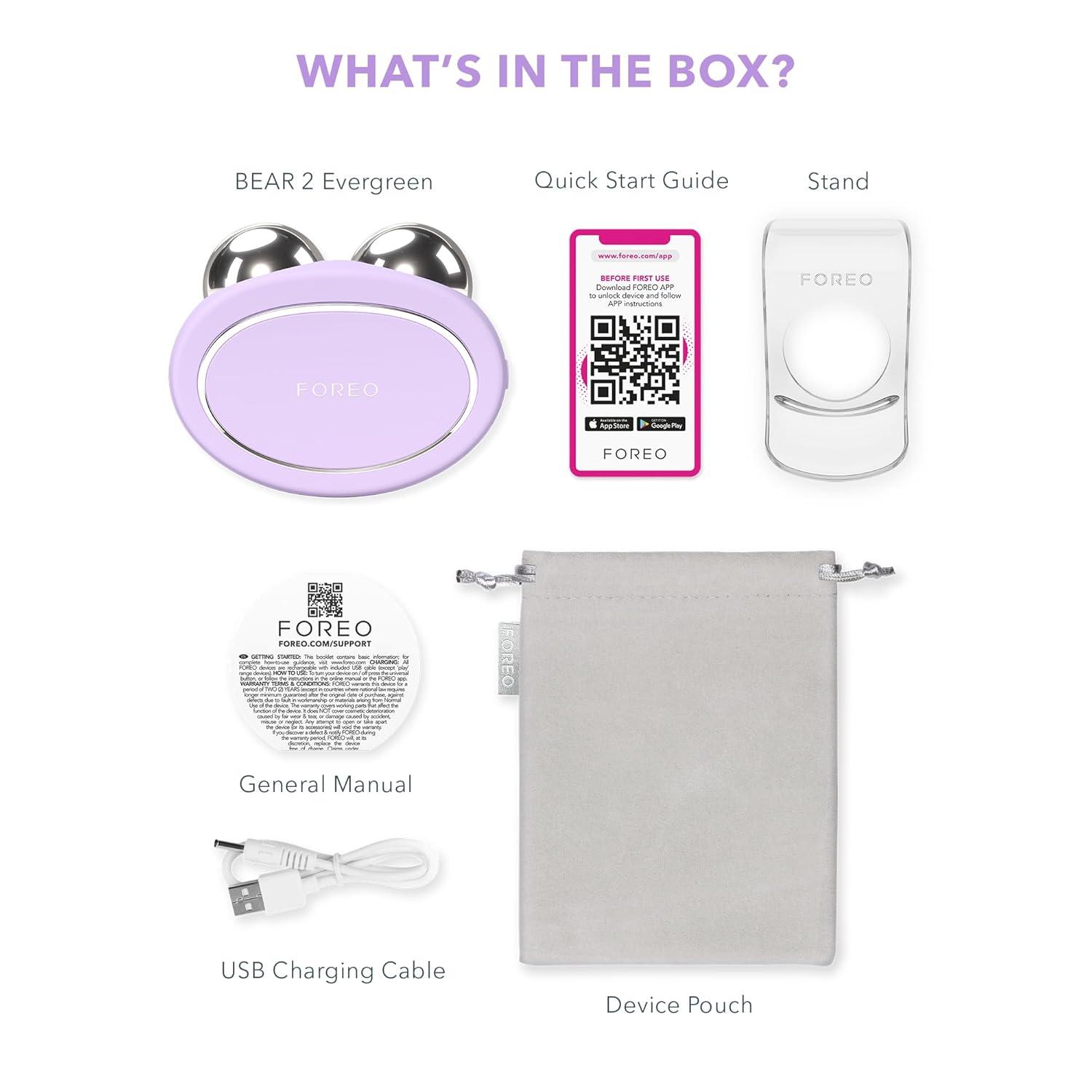 imageFOREO Bear 2 Advanced Toning Microcurrent Facial Device Face Sculpting Tool Firm ampamp Contour NonInvasive Increases Skin Care Absorption LavenderLavender