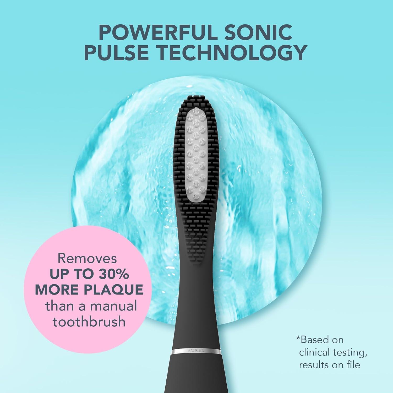 imageFOREO ISSA 3 Fuchsia Electric UltraHygienic 4in1 Sonic Toothbrush Replaceable 6Months Brush Head 16 Intensities 365 DaysUSB Charge 2Year WarrantyIssa 3 Black Set
