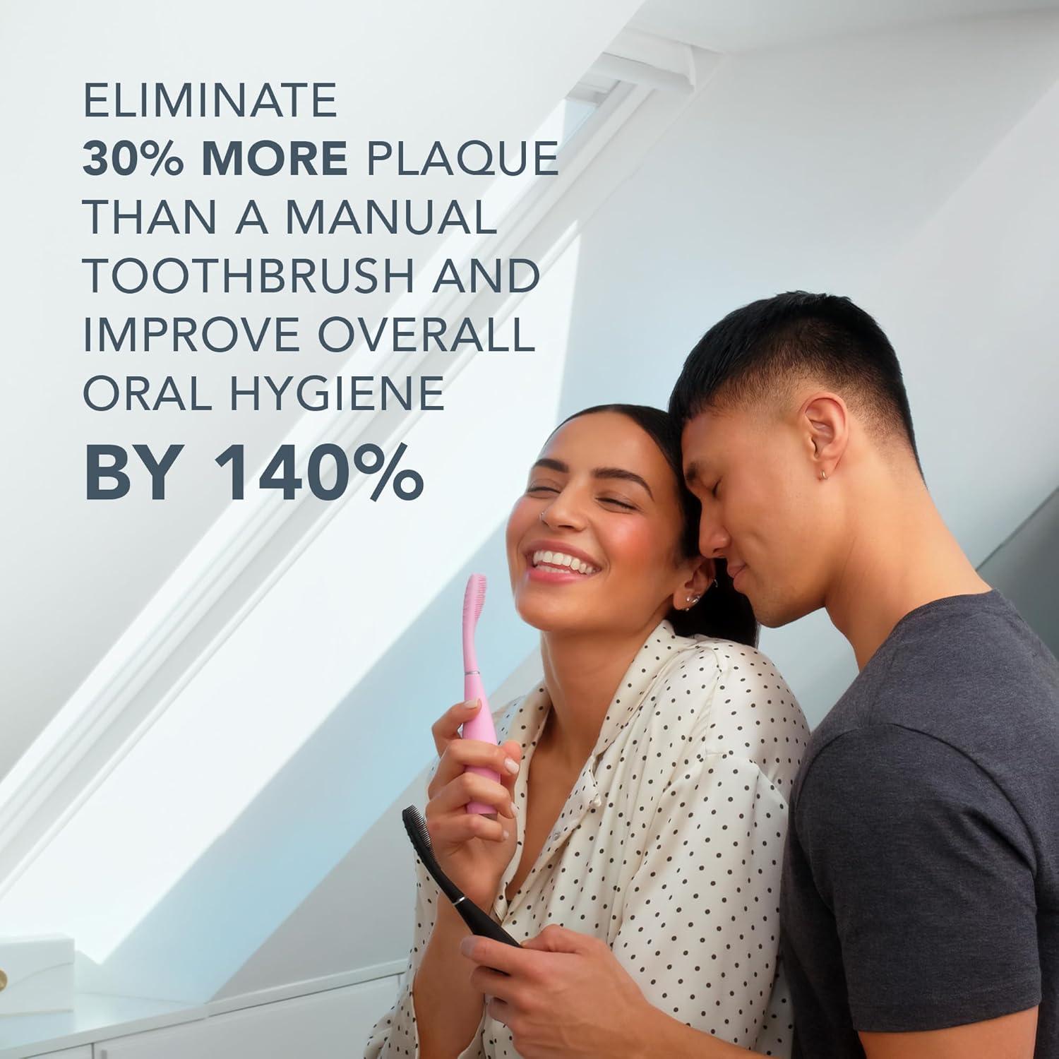 imageFOREO ISSA 3 Fuchsia Electric UltraHygienic 4in1 Sonic Toothbrush Replaceable 6Months Brush Head 16 Intensities 365 DaysUSB Charge 2Year WarrantyIssa 3 Black Set