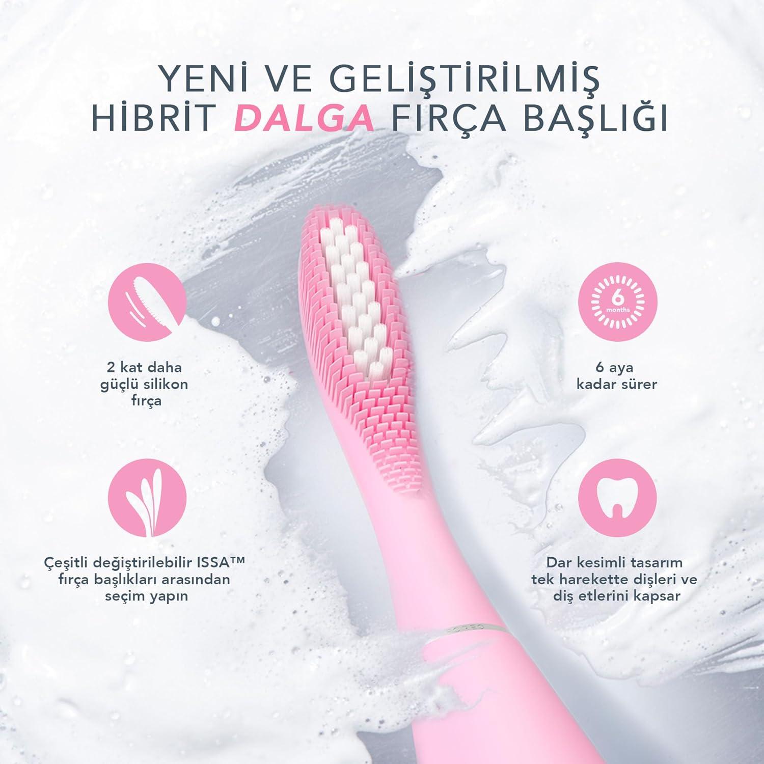 imageFOREO ISSA 3 Pink Electric UltraHygienic 4in1 Sonic Toothbrush Replaceable 6Months Brush Head 16 Intensities 365 DaysUSB Charge 2Year WarrantyIssa 3 Pink Set