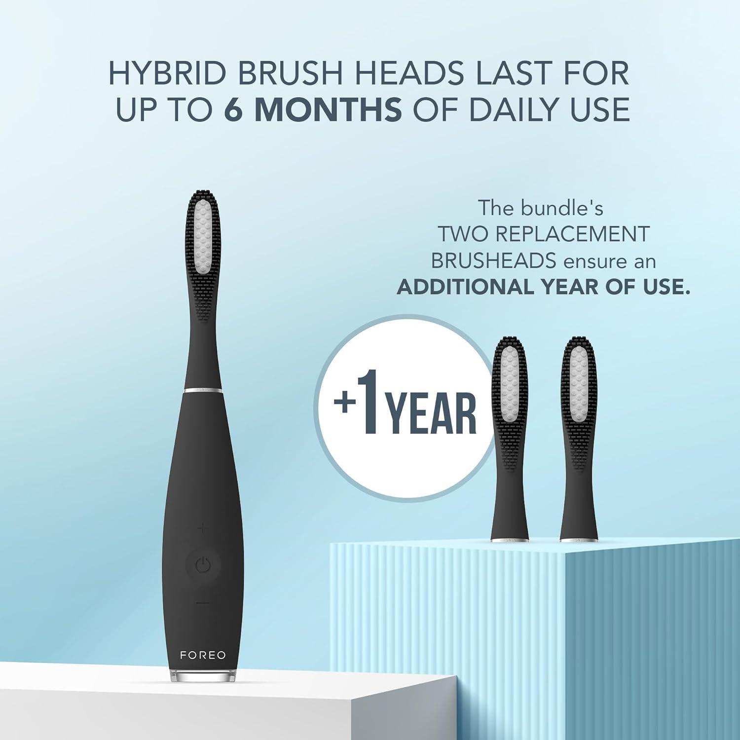 imageFOREO ISSA Black Rechargeable Electric UltraHygienic Sonic Toothbrush with Silicone ampamp PBT Polymer BristlesIssa 3 Black Set