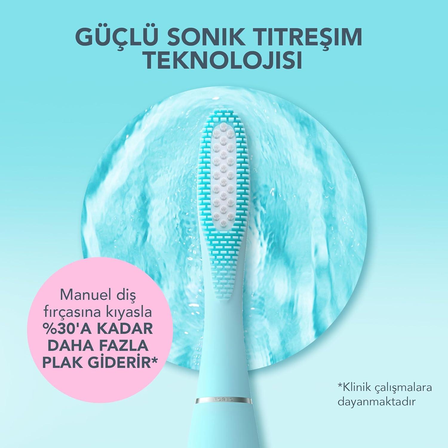 imageFOREO ISSA Black Rechargeable Electric UltraHygienic Sonic Toothbrush with Silicone ampamp PBT Polymer BristlesIssa 3 Mint Set