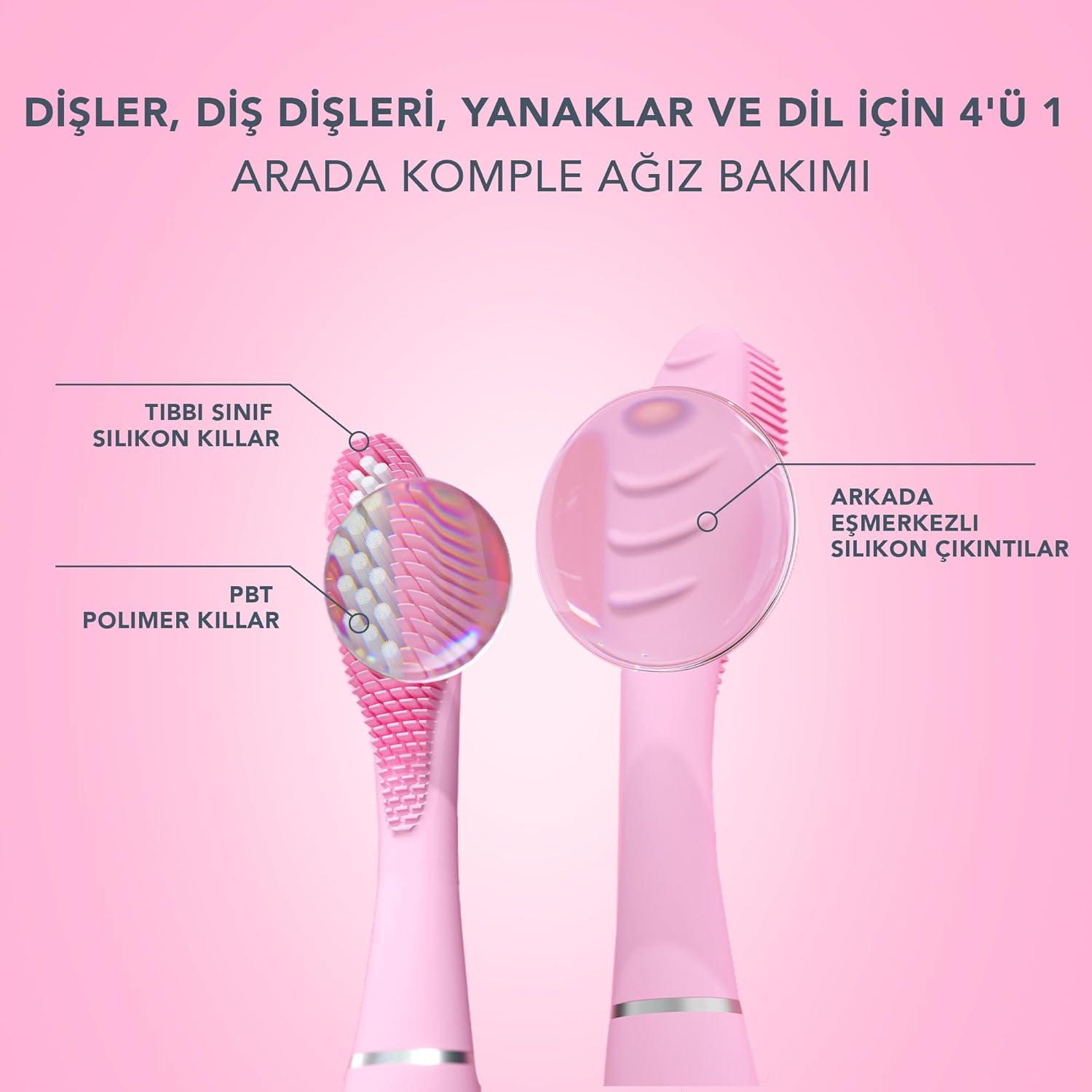 imageFOREO ISSA Black Rechargeable Electric UltraHygienic Sonic Toothbrush with Silicone ampamp PBT Polymer BristlesIssa 3 Pink Set