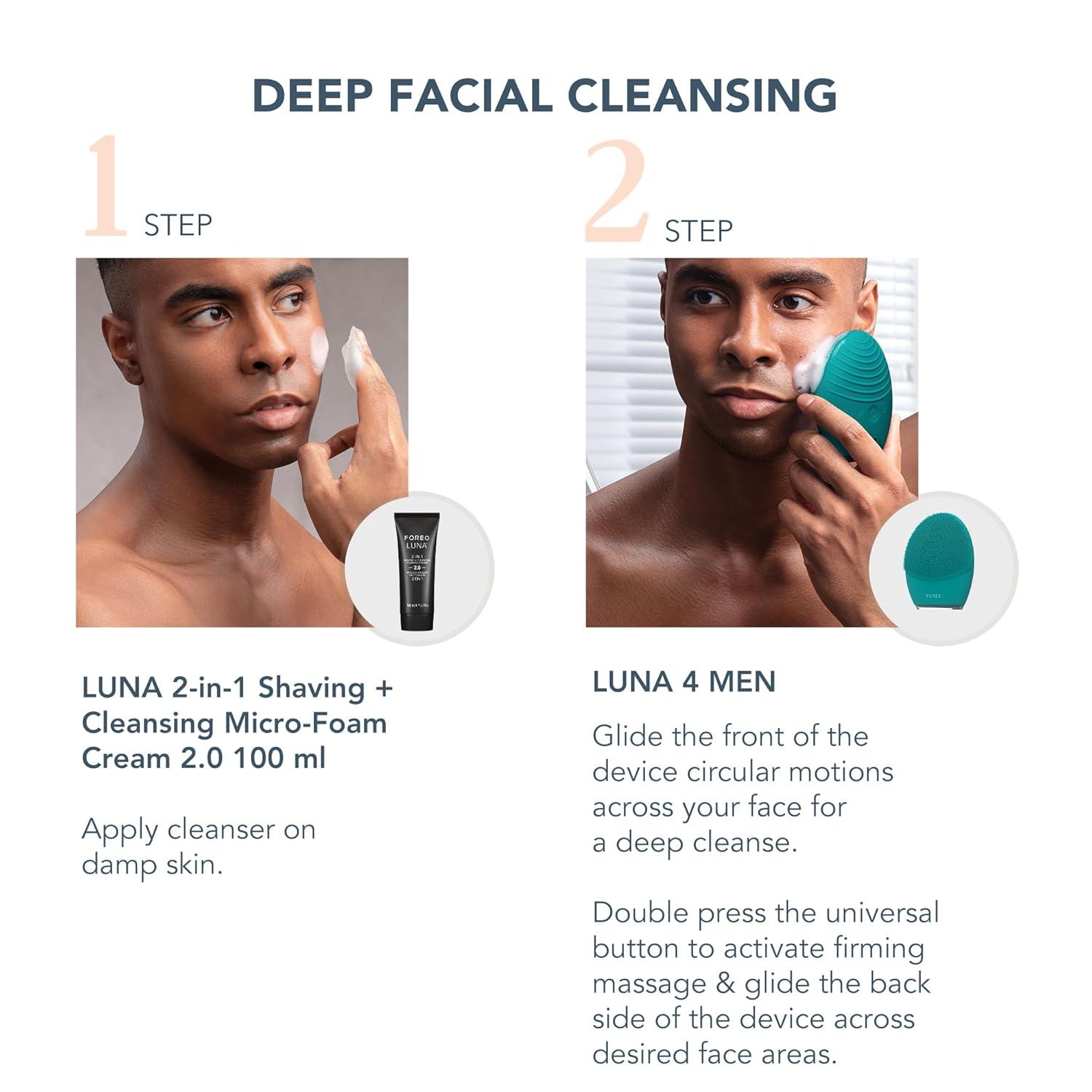 imageFOREO LUNA 4 Face Cleansing Brush Firming Face Massager Anti Aging Face Care Enhances Absorption of Facial Skin Care Products Simple Skin Care ToolsMen Set