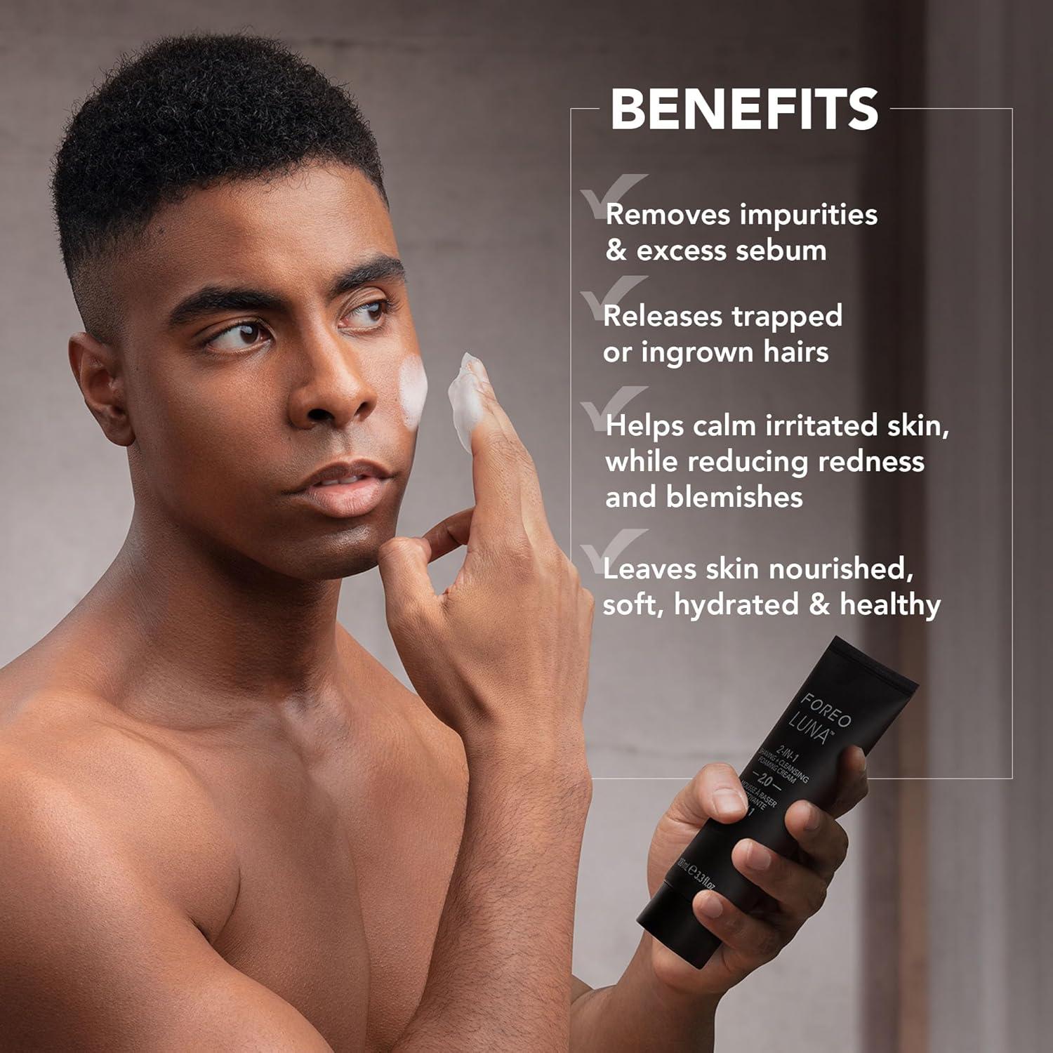 imageFOREO LUNA 4 Face Cleansing Brush Firming Face Massager Anti Aging Face Care Enhances Absorption of Facial Skin Care Products Simple Skin Care ToolsMen Set