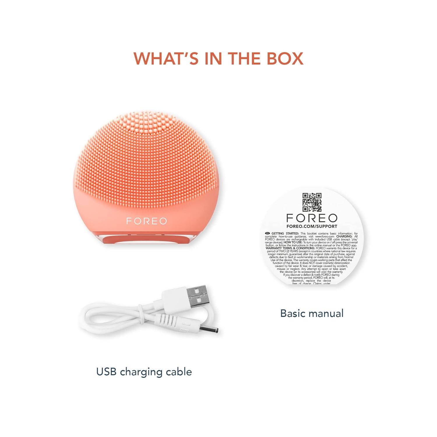 imageFOREO LUNA 4 go Face Cleansing Brush ampamp Massager Premium Face Care Enhances Absorption Simple Skin Care Tools For All Skin Types Peach PerfectPeach Perfect