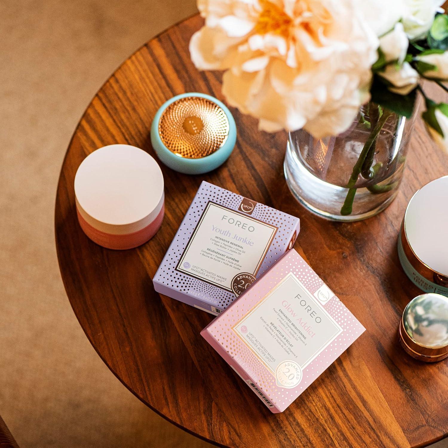 imageFOREO Make My Day UFO Activated Facial Mask for Dry Dehydrated Skin 7 pack Moisturizing ampamp Antipollution Hyaluronic Acid ampamp Red Algae Clean Formula Crueltyfree Compatible with all UFO devicesYouth Junkie