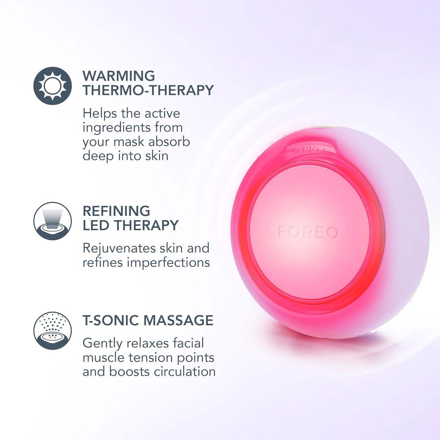 imageFOREO UFO 3 go Travelfriendly Face Mask Skincare Device Face Moisturiser AntiAging Red Light Warming Facial Massage Compact Appconnected EvergreenLavender