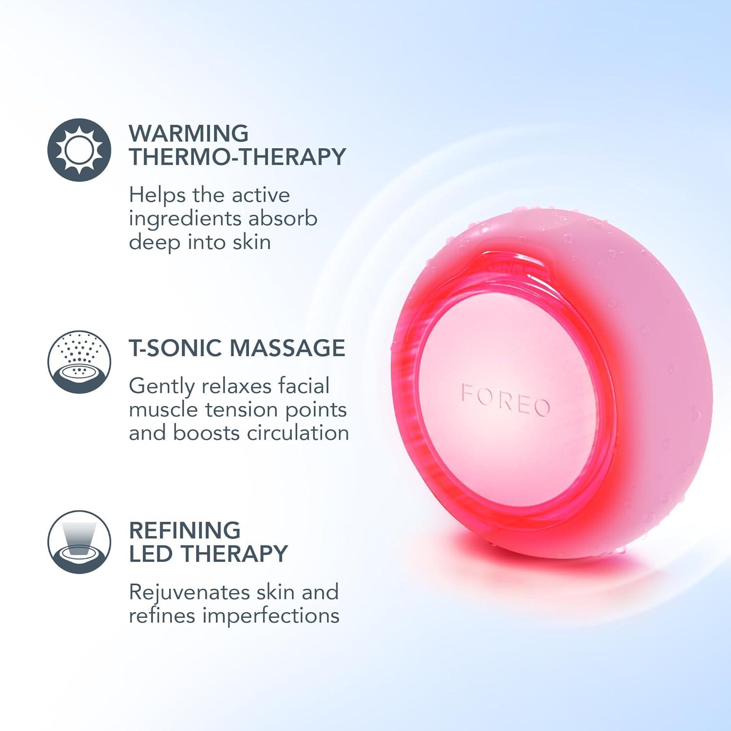 imageFOREO UFO 3 mini 4in1 Face Mask Skincare Device Face Moisturiser AntiAging Full spectrum Light ampamp Red Light Warming Facial Massage Appconnected Pearl PinkPearl Pink