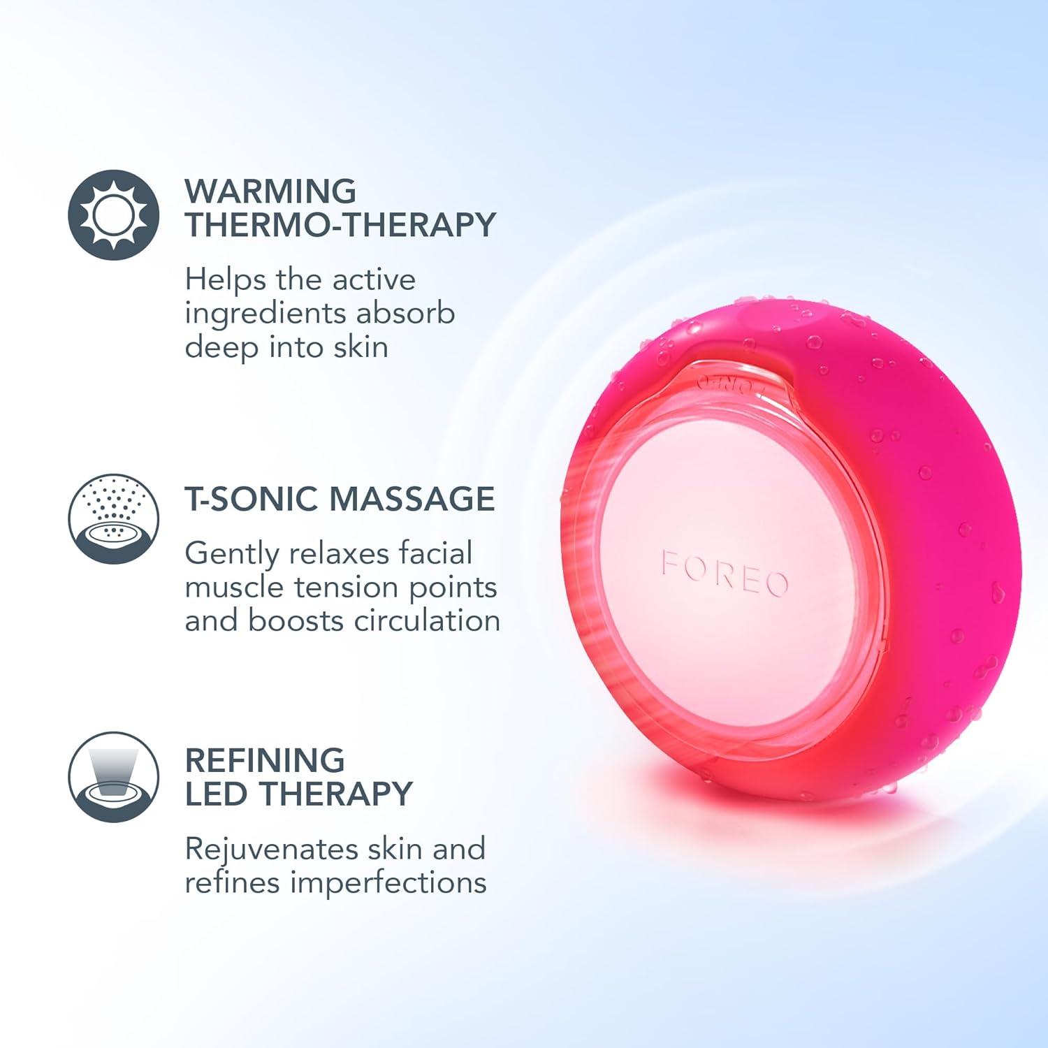 imageFOREO UFO 3 mini 4in1 Face Mask Skincare Device Face Moisturiser AntiAging Full spectrum Light ampamp Red Light Warming Facial Massage Appconnected Pearl PinkFuchsia