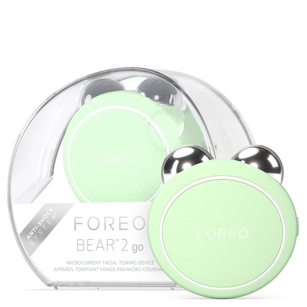imageFOREO Bear 2 go  TravelFriendly Toning Microcurrent Facial Device  for Fine Lines ampamp Wrinkles  Anti Aging  Face Sculpting  Instant Full Face Lift  Firm ampamp Contour  Compact Skin Care  PistachioPistachio