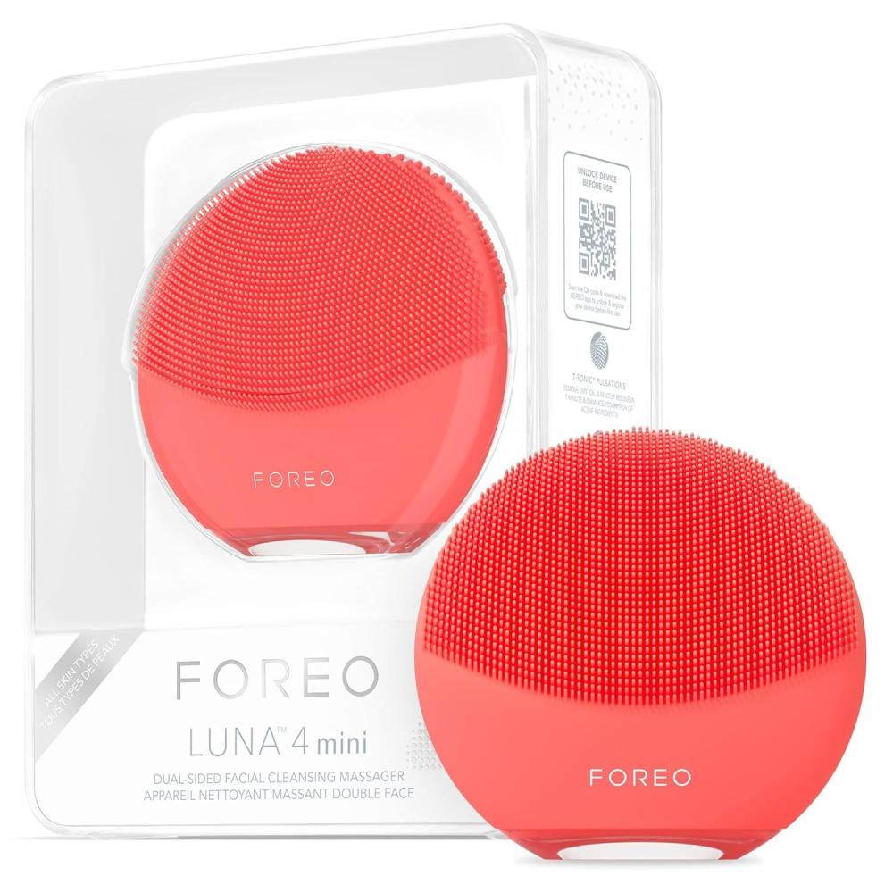 imageFOREO LUNA 4 mini Face Cleansing Brush ampamp Massager  Premium Face Care Enhances Absorption  Simple Skin Care Tools  For All Skin Types Artic BlueCoral