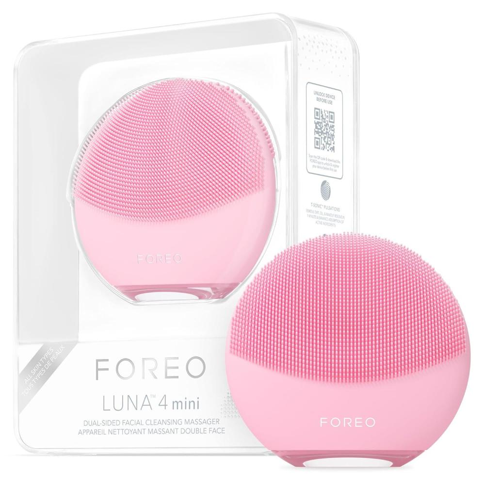 imageFOREO LUNA 4 mini Face Cleansing Brush ampamp Massager  Premium Face Care Enhances Absorption  Simple Skin Care Tools  For All Skin Types Artic BluePearl Pink