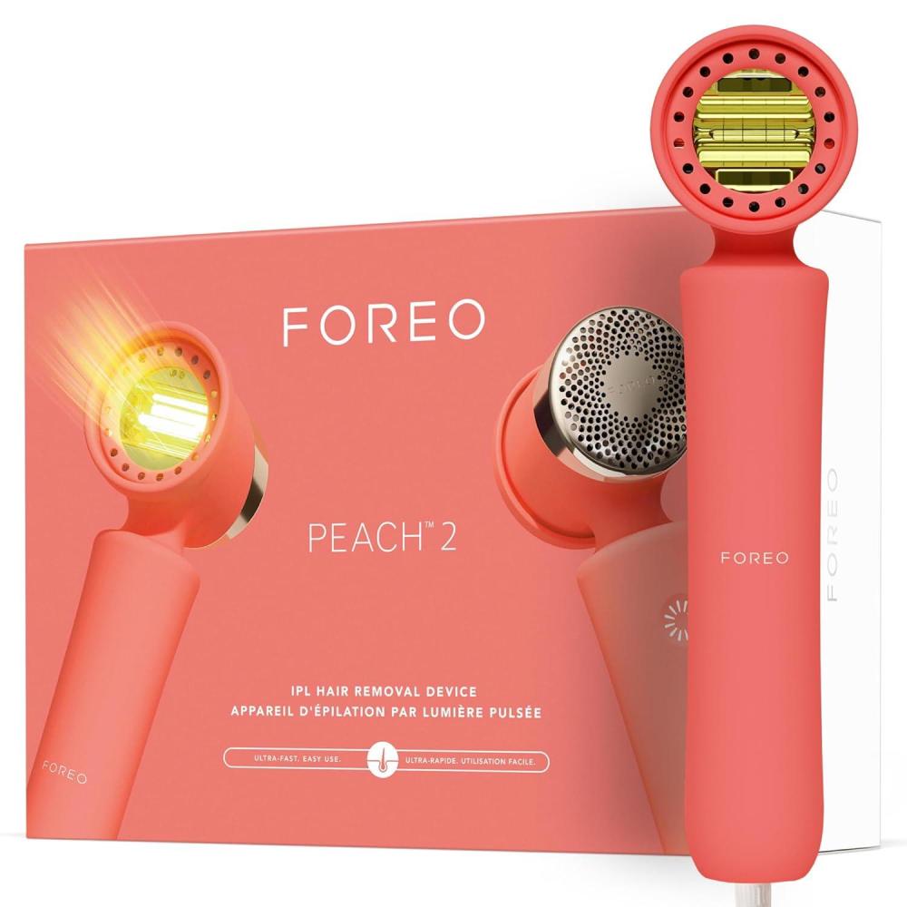 imageFOREO Peach 2 IPL Hair Removal Device  Quick ampamp Gentle Hair Reduction  for Full Body ampamp Face  Skin Cooling System  Silicone Shield  Coral