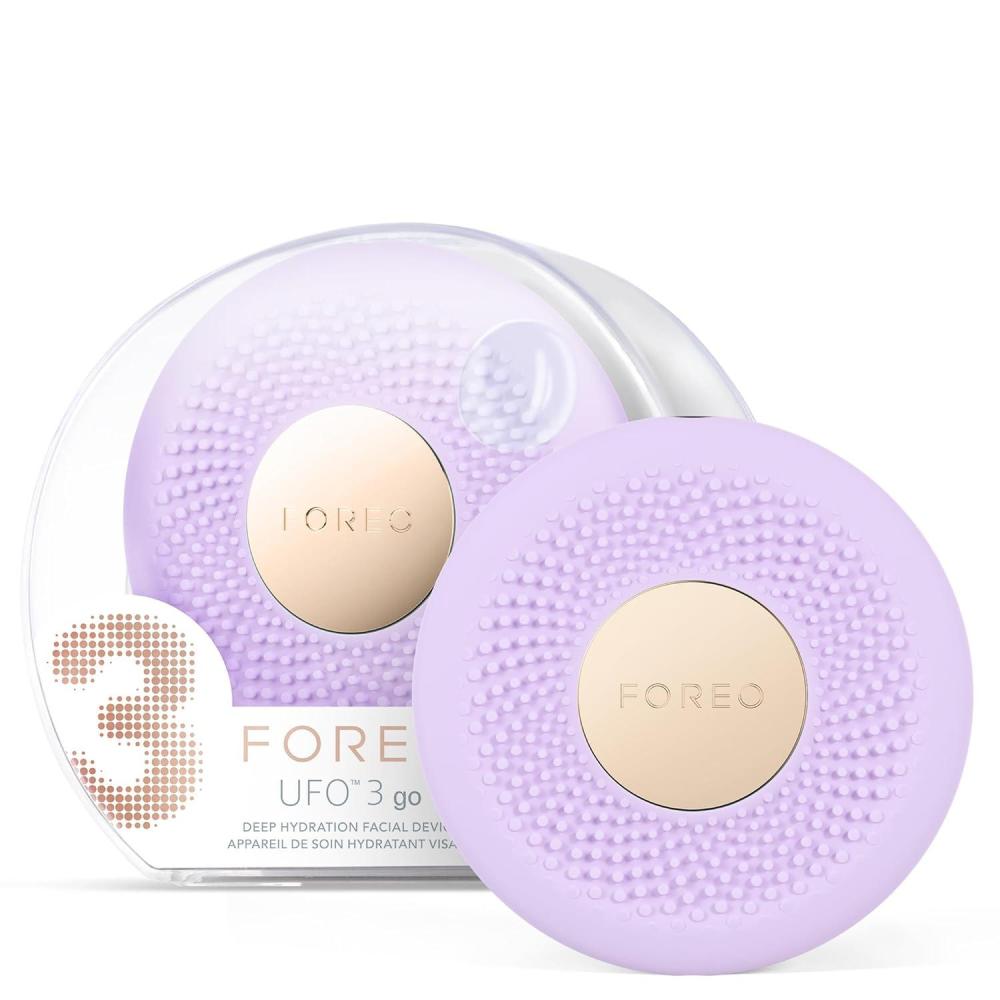 imageFOREO UFO 3 go Travelfriendly Face Mask Skincare Device Face Moisturiser AntiAging Red Light Warming Facial Massage Compact Appconnected EvergreenLavender