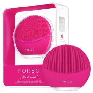 FOREO LUNA mini 3 Ultra-hygienic Facial Cleansing Brush – All Skin Types – Face Massager for Clean & Healthy Face Care – Extra Absorption of Facial Skin Care Products – Waterproof – Midnight(Fuchsia)