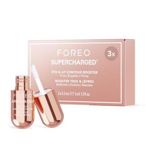 FOREO SUPERCHARGED Eye & Lip Contour Booster Serum – Conductive Gel – Niacinamide Serum – Anti Aging Serum – Lip Plumping & Puffy Eyes Treatment – Practical Travel Size – 3 x 0.12 fl.oz. Capsules